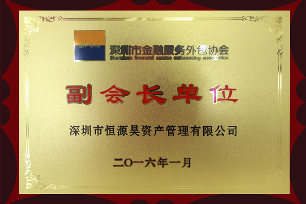 热烈祝贺我司荣获深圳市金融服务外包协会副会长单位